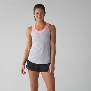 Lululemon Beat The Heat Tank- Seal Grey / Grapefruit EUC Sz4